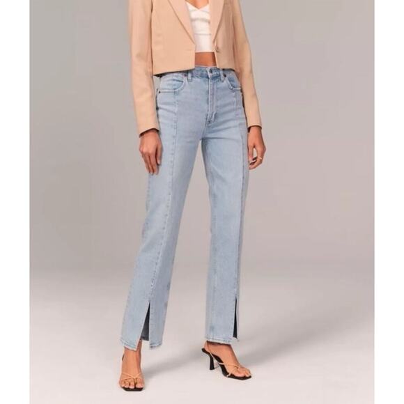 Abercrombie & Fitch Jeans 27 Curve Love 90s Straight Ultra High Rise Split Hem - Picture 16 of 16